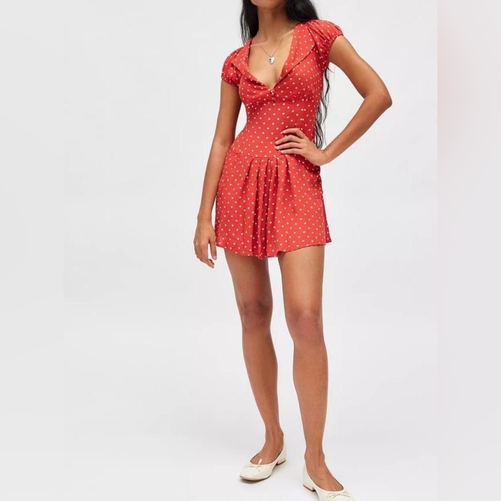 Kimchi Blue Red Dress with White Dots